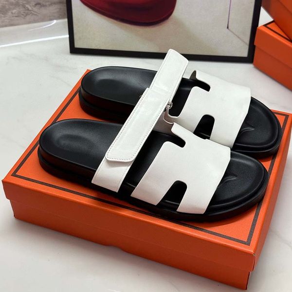 

designer sandals h slippers flat bottom men's and women's sandals genuine leather denim slippers summer beach sandals 35-42-2, Black