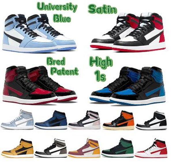 

jumpman 1 s patent bred basketball shoes j1 designer sneaker retro high og starfish 1s obsidian true blue denim chicago mids gorge green cac, White