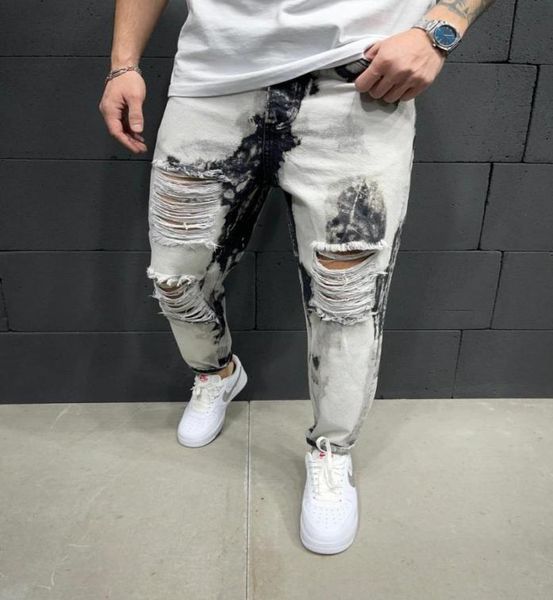 

men039s jeans premium boyfriend paint street style012346726067, Blue