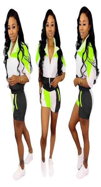 

women casual 2 piece contrast colour outfit half sleeve jacket sport shorts set club jumpsuit rompers sizes  l xl xxl xxxl22523923115, Gray