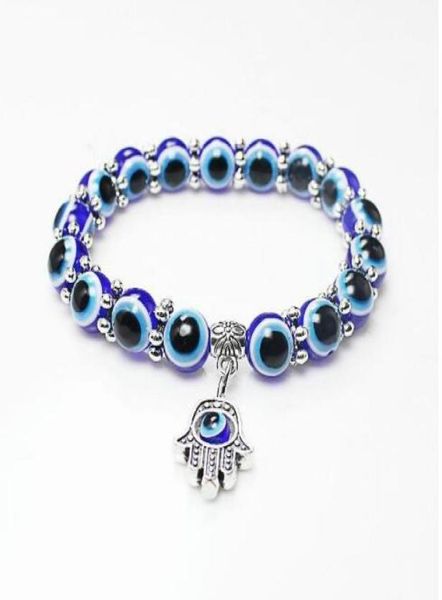

lucky fatima hamsa hand blue evil eye charms bracelets bangles beads turkish pulseras for women jewelry gd1269631400, Black
