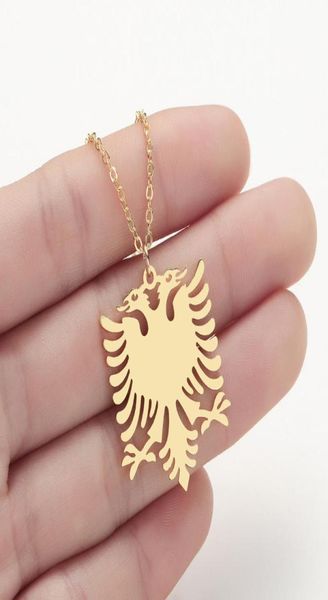

chains fashion albanian eagle stainless steel necklace for women men allmatch clavicle chain personality pendant jewelry wholesal5807902, Silver