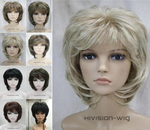 

charming beautiful new sell 8 colors short curly women ladies hair daily wig natural hivision62314689094638, Black