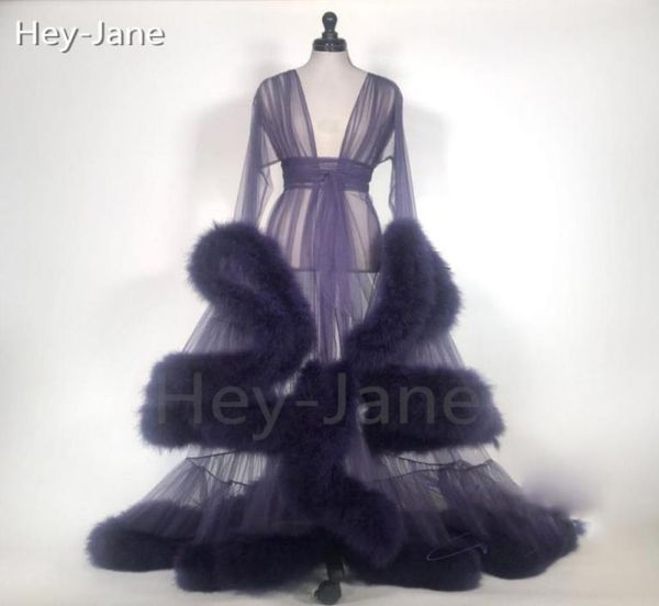 

feather robe long sleeves fur party sleepwear custom made nightgown robes puffy feather pography boudoir pajamas9796407, Black