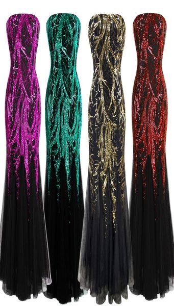 

angelfashions women strapless sweetheart sequins paillette tree branch tulle mermaid dresses bridal party evening gowns for women8142350, Black