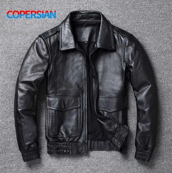 

copersian plus size 8xl men039s winter leather jacket men classic a2 cowhide coat genuine leather jacket quality 2201243788225, Black;brown