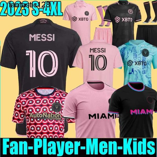 

3xl 4xl 2023 2024 inter miami soccer jerseys cf messis martinez beckham mls 23 24 men kids kit football shirts player fans version uniform p, White;black