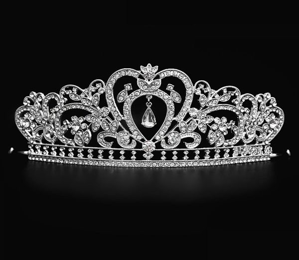 

bling beaded crystals wedding crowns 2021 bridal diamond jewelry rhinestone headband hair crown accessories party tiara 077878, Silver