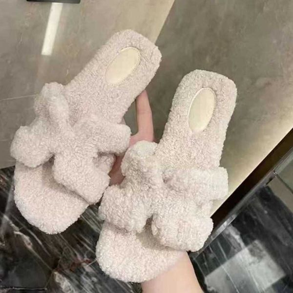 

dsigner sandal of shoes furry oran h autumn slipper daily bear wool slippers designer wear and teddy winter 2023 h women's flat bottom