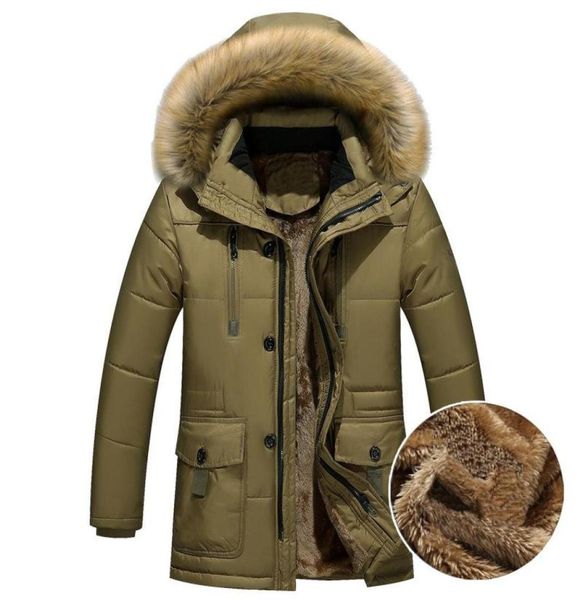 

men039s down parkas trench coat mens overcoat thick warm parka men fleece fur hood winter jacket cargo mediumlong5867910, Black