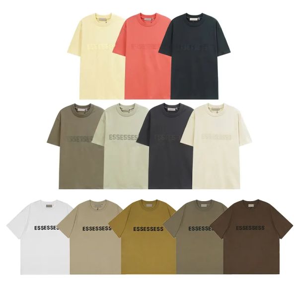 

essentialclothing designer mens t-shirts tees print ess short sleeve chest letter essent oversize casual t-shirt cotton essentiel men women, White;black