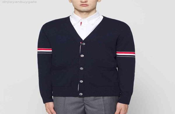 

brand sweaters men slim fit vneck cardigans clothing striped cashmere wool autumn knitting casual coat6898466, White;black