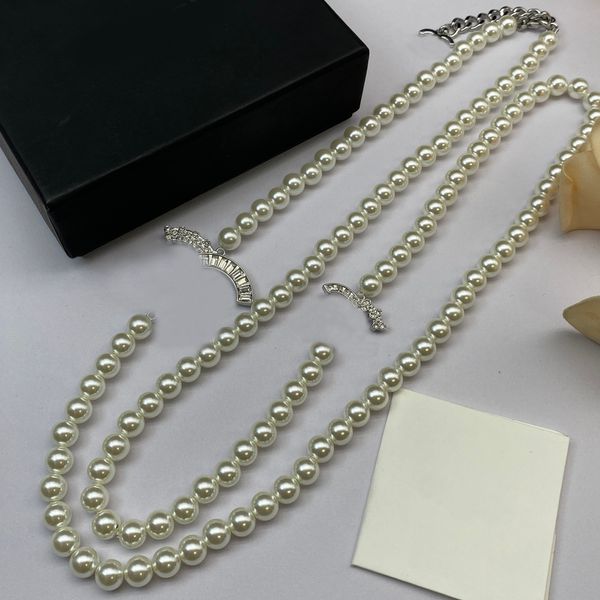 

luxury fashion pearl necklace designer jewelry diamond platinum letters pendants necklaces, Silver