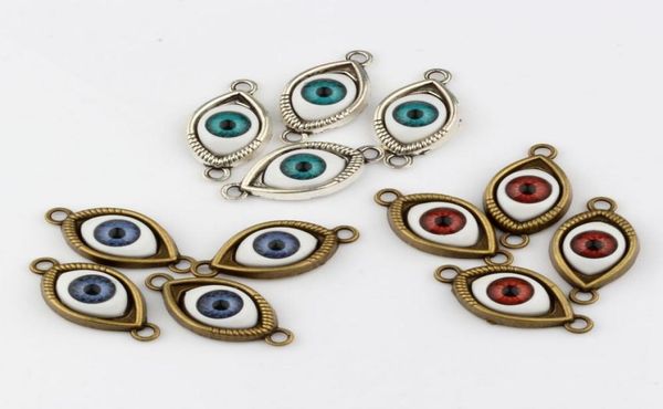 

mic 100pcs antique silver antique bronze zinc alloy turkish evil eye charms pendants diy jewelry 15x30cm4184154, Bronze;silver