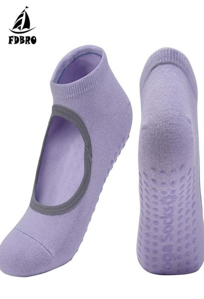 

fdbro women yoga socks breathable antifriction silicone non slip pilates breathable sports dance socks slippers with grips3193415, Black