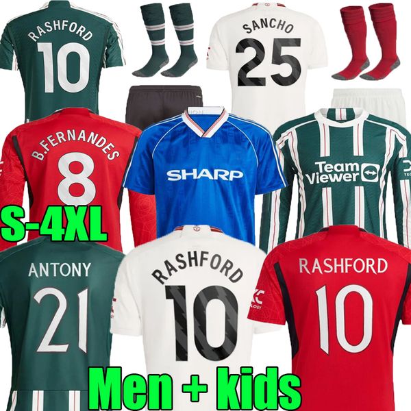 

xxxl 4xl sancho 23 24 soccer jerseys antony martinez rashford casemiro 2023 2024 away football shirt mans utds third martial 88 1990 92 b.fe, Black;yellow