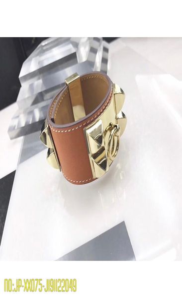 

new real leather gold h letter h gold cuff bracelet for womens punk rock designer brand jewelry for womanman gift box christmas g9083950, Black