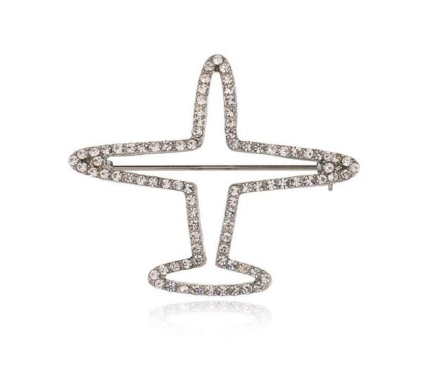 

new arrival silver color hollow airplane brooch pin fashion rhinestone brooches for women men jewelry b2482792144, Gray