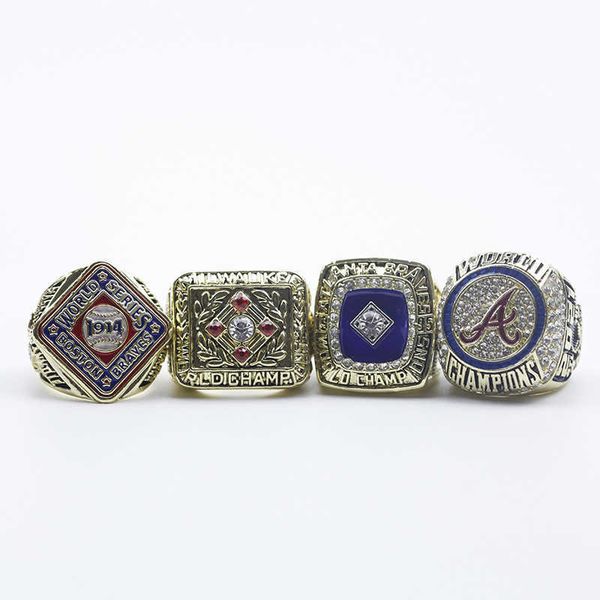

1914 1957 1995 2021 mlb warrior baseball championship ring set 4 pieces, Silver