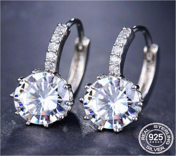 

original 100 925 sterling fashion luxury round shining 20ct lab diamond zircon drop crystal zircon big earrings trendy accessori781235574, Golden