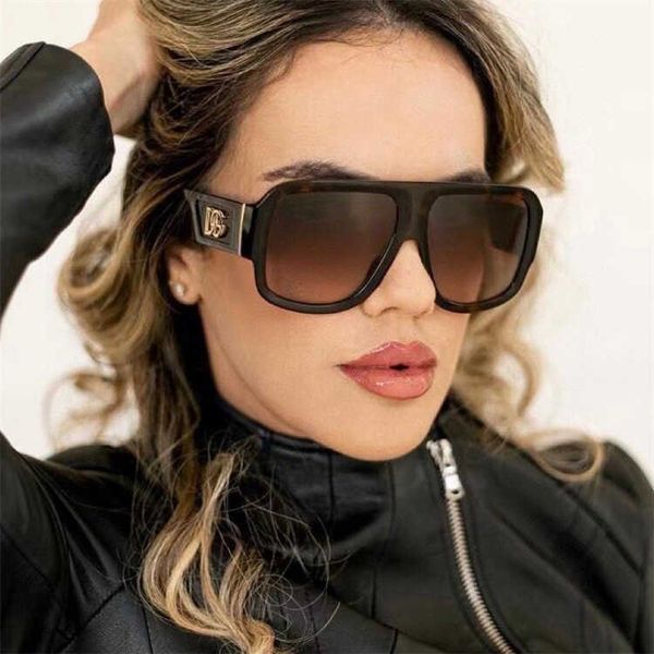 

du jia's large frame plate women ins net red same fashion small face sunglasses for men dg4401, White;black