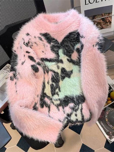 

women's sweaters deeptown y2k aesthetic pink sweater women harajuku kawaii oversized knitted jumper korean sweet cozy pullover e-girl, White;black