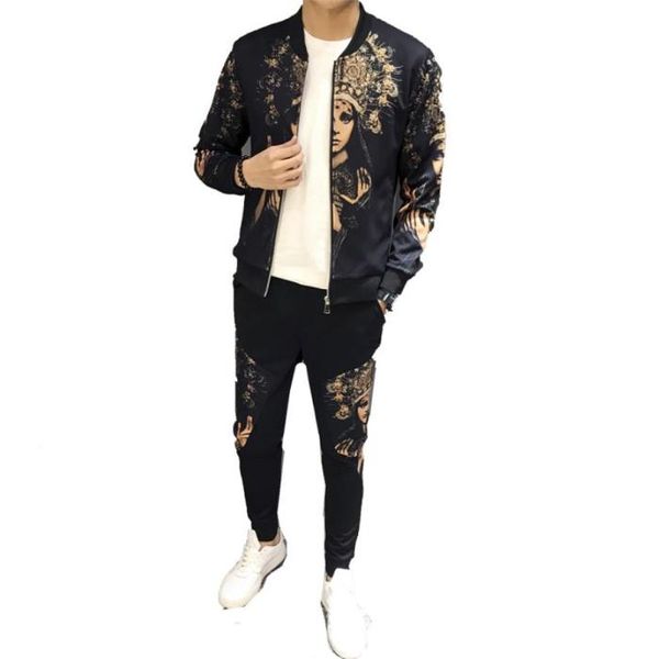 

spring jacket men039s tracksuits jogging track sportswear personality printing cardigan coat sweater casual sports style4083102, Gray