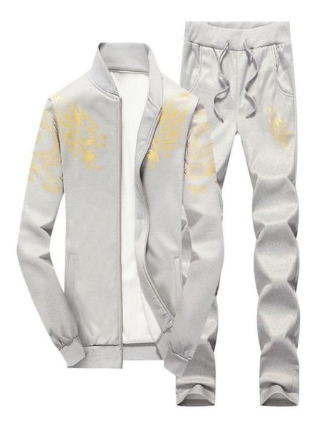

bumpy beast zipper jacket pant polo set 2018 casual men sporting suit hoodie men 039s track suit sweatshirt male two pieces se2843153, Gray