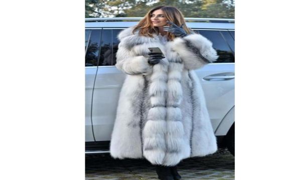 

women039s fur faux women coat winterf fashion warm xlong plus size coats solid hooded loose open stitch clothing9255539, Black