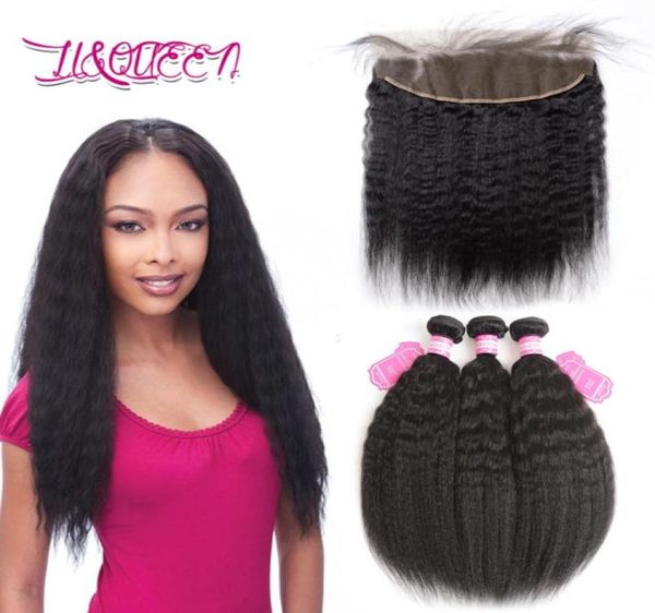 

peruvian virgin hair kinky straight 3 bundles with frontal closure double weft peruvian human hair weave32671571028505, Black;brown