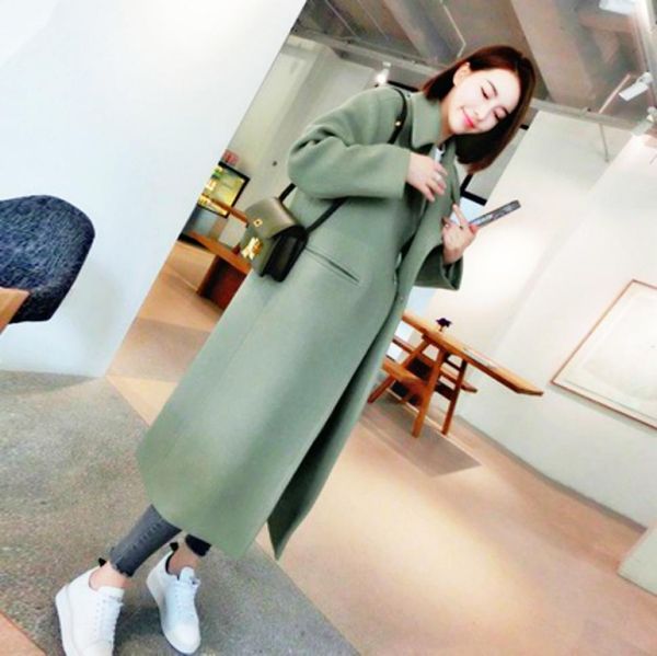 

women wool coat2019 winter new casual korean version slim long coatfull sleeve suit collar womens plus size fashions coats6241445, Black