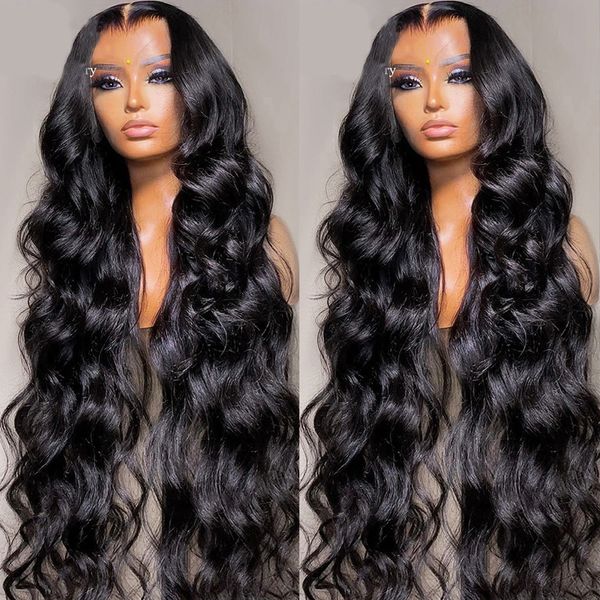 

30 40 inch wear and go glueless 5x5 lace closure loose body wave wigs human hair 13x4 13x6 hd lace frontal wig 180% for women, Black