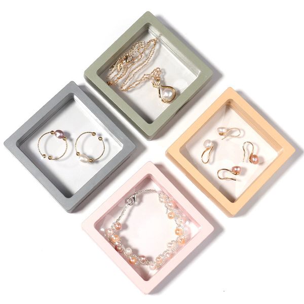 

jewelry boxes 7x7x2cm pe film storage box packaging case display gift for ring earrings necklace organizer 230808, Black;white
