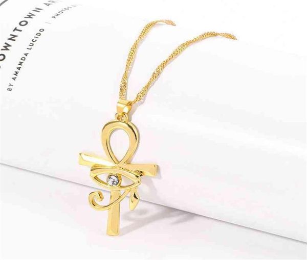 

wholale gold egyptian ankh eye of horus pendant hip hop necklace with box chain279h1661817, Silver