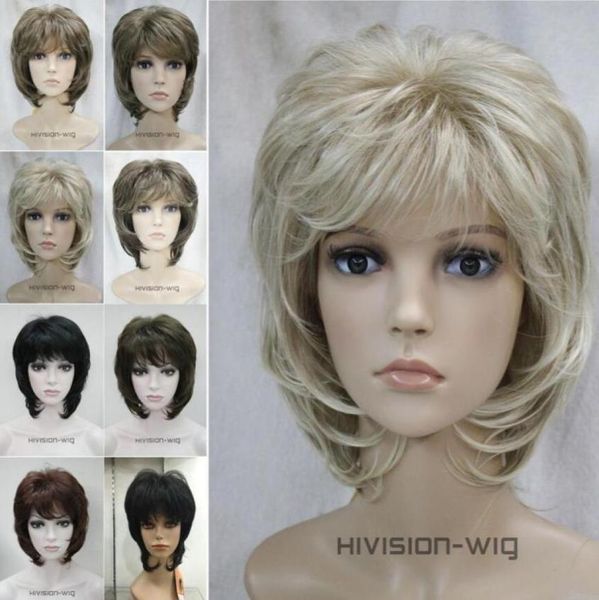 

charming beautiful new sell 8 colors short curly women ladies hair daily wig natural hivision62314682528163, Black
