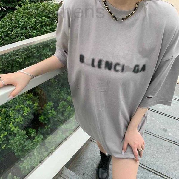 

women's t-shirt designer high edition 2023 new b family phantom blur print letter couple short sleeve t-shirt 68ac, White