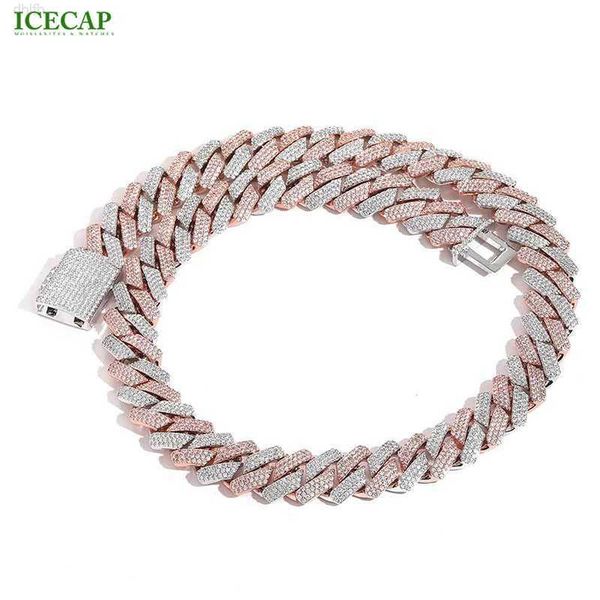 

icecap fashion jewelry hip hop ice out vvs diamond two-tone diamond cuban chain personality men's moissanite chain necklace, Silver