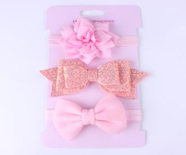 

cute newborn baby girl hair band elastic comfortable hair accessories studio props po props headdress 3 piece set2781981, Slivery;white