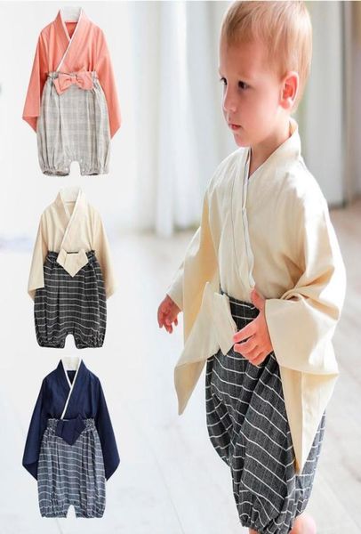 

ethnic clothing arrival children japanese kimono baby girls boys pajamas infant cute rompers yukata kids samurai dress child hanbo1272978, Red