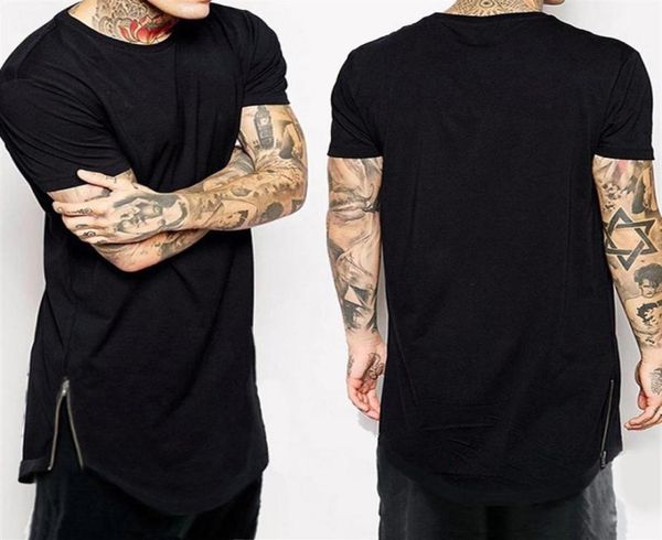 

new clothing mens black long t shirt zipper hip hop longline extra long length tee tshirts for men tall tshirt264q62357726581075, White;black