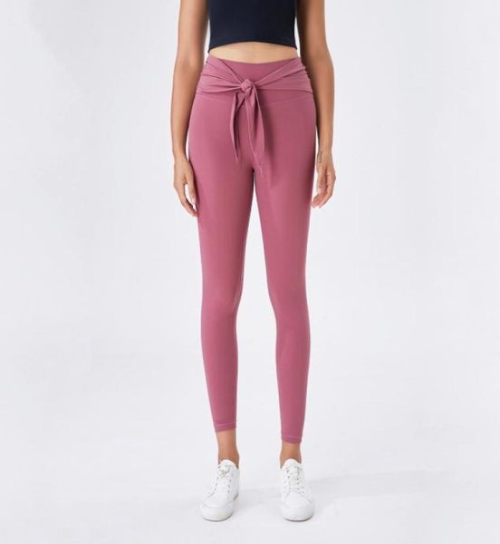 

women leggings clothing ladies laceup highwaist hiplifting yoga pants sports running fitness nude doublesided sanding cropped 8722333, Black