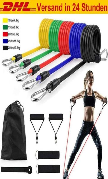 

11pcsset latex resistance bands crossfit training exercise yoga tubes pull6655124