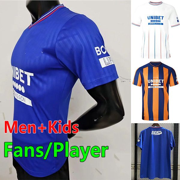 

23 24 rangers fc soccer jerseys fans player version glasgow football shirt 2023 2024 home away davis colak lawrence kent r.matondo maillots, Black;yellow