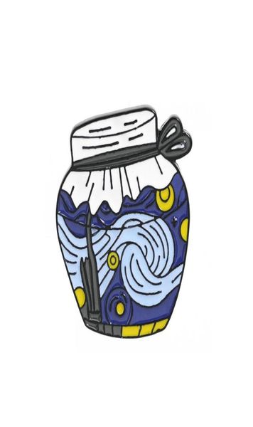 

wine jar literary art brooches pins van gogh039s starry sky gift creative alloy brooches for girls cute jewelry button collar b8386740, Gray