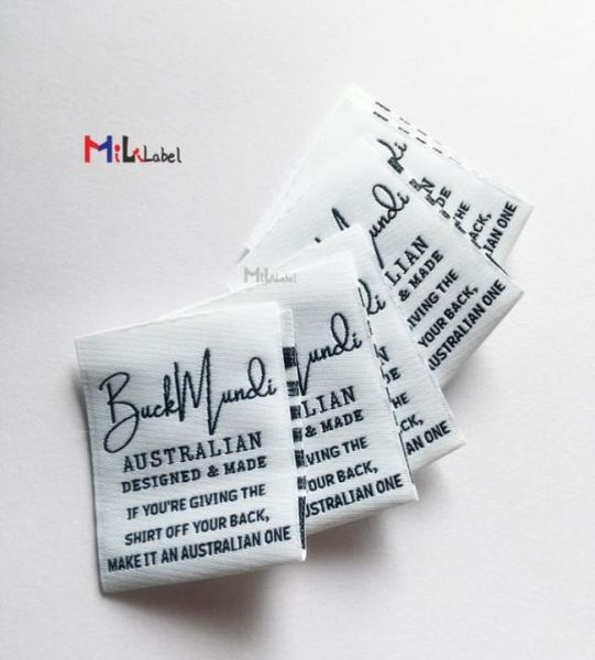 

custom garment label woven labels for clothes sewing notions clothing tags center fold5709811, Black
