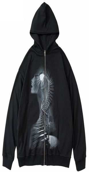 

women039s hoodies sweatshirts y2k printing dark stairs 2022 summer zip up oversized hoodie goth women grunge hooded jacket st4152387, Black