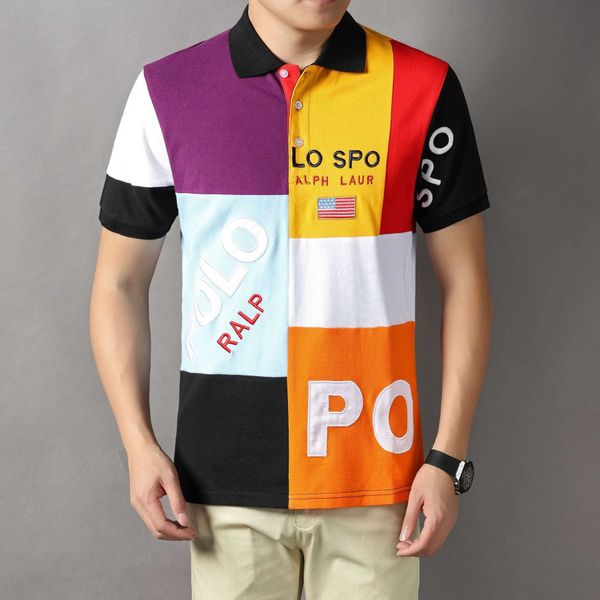 

new polo shirt short sleeved cotton street trendy seven color matching new paul high-end handsome trendy men high-end pure cotton, White;black