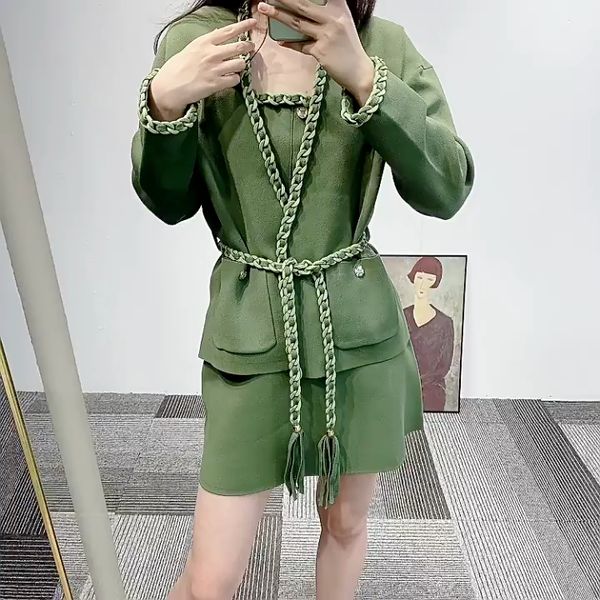 

new maje cardigan braided hem fringe rope knitted coat, Black;gray