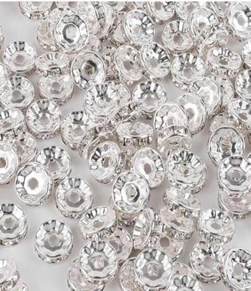 

300pcslot white ab crystal rhinestone rondelle spacer beads diy 8mm charms for jewelry making6751800, Black