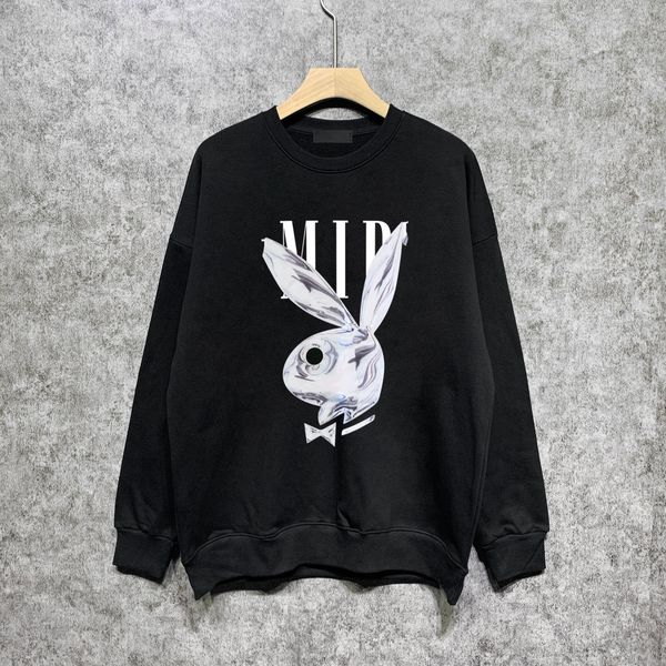 

2023 rabbit print hoodie men's hoodies sweatershirt ink splash flow paint designers a miri hoodies luxury long sleeve hip hop streetwea, Black